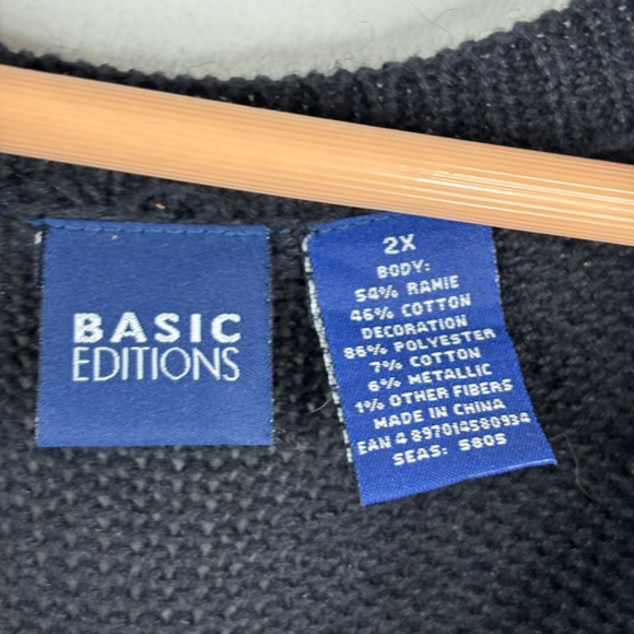 Basic Editions Christmas Sweater Vest 2x Button Down Cat Embroidery Beaded Ugly - Picture 7 of 10